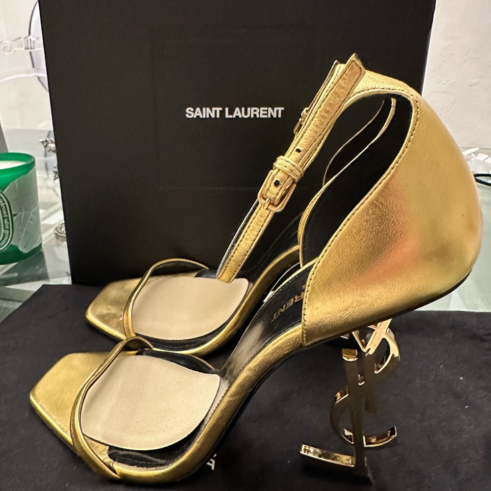 YSL Saint Laurent OPYUM GOLD Heels. Size 39 - Picture 12 of 14